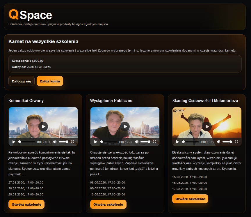 Podgląd platformy Q Space